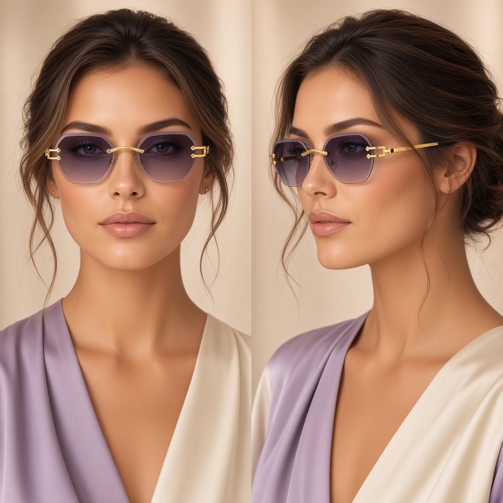 Frameless Women Fashion Black Gradient Sunglasses Vintage Classic Female UV400